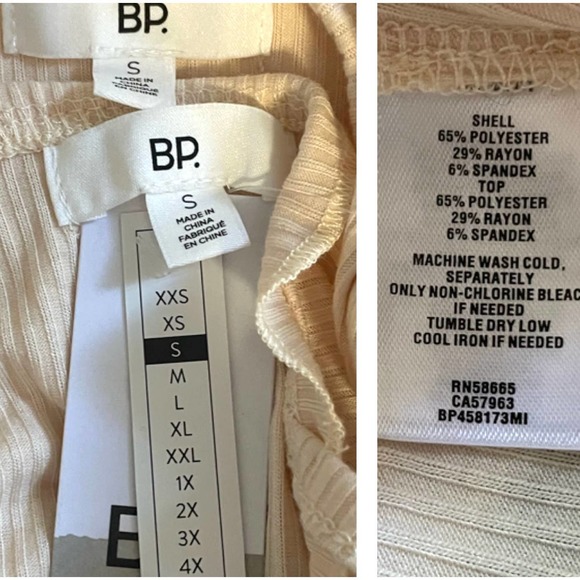 BP Cream Ribbed Crop Top Twin Set Tank & Long Sleeve Button Up NEW Small - Picture 5 of 6